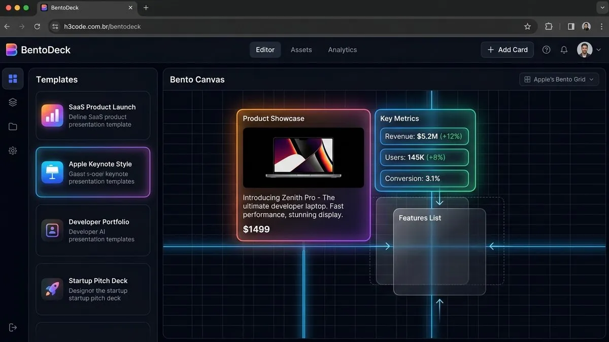 Canvas Interativo e Templates Prontos no BentoDeck